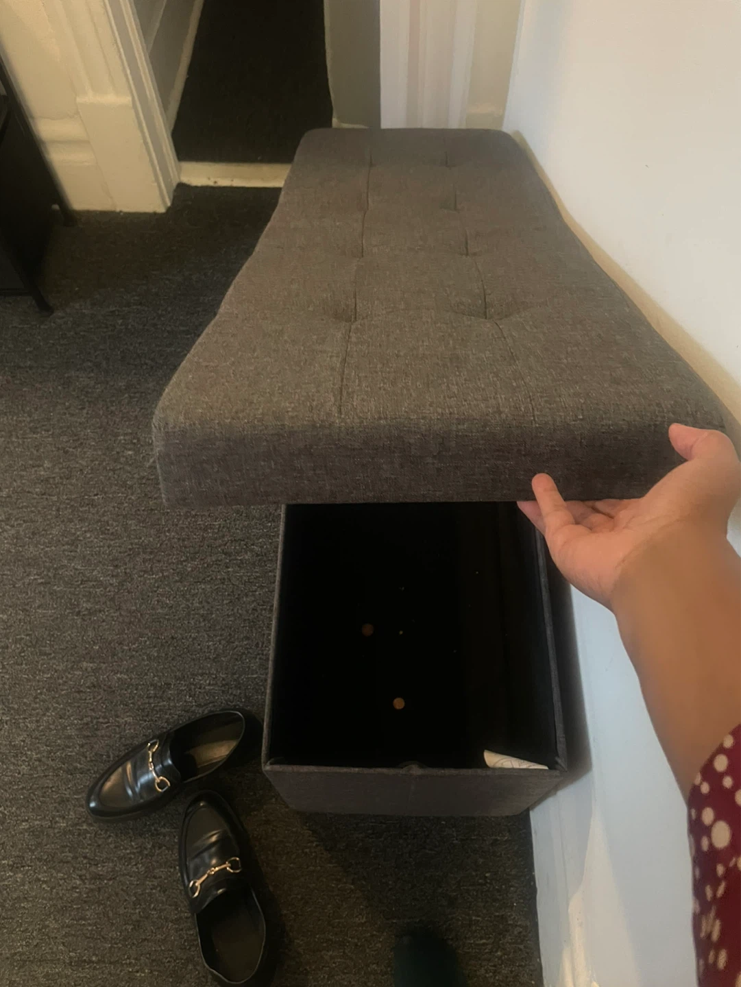 Gray Tufted Storage Ottoman Bench - photo 2