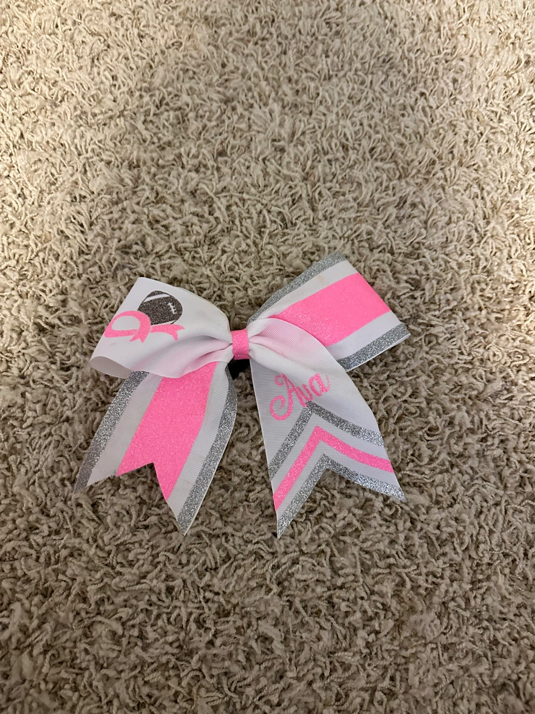 Cheer Bow with Pink and Silver Glitter