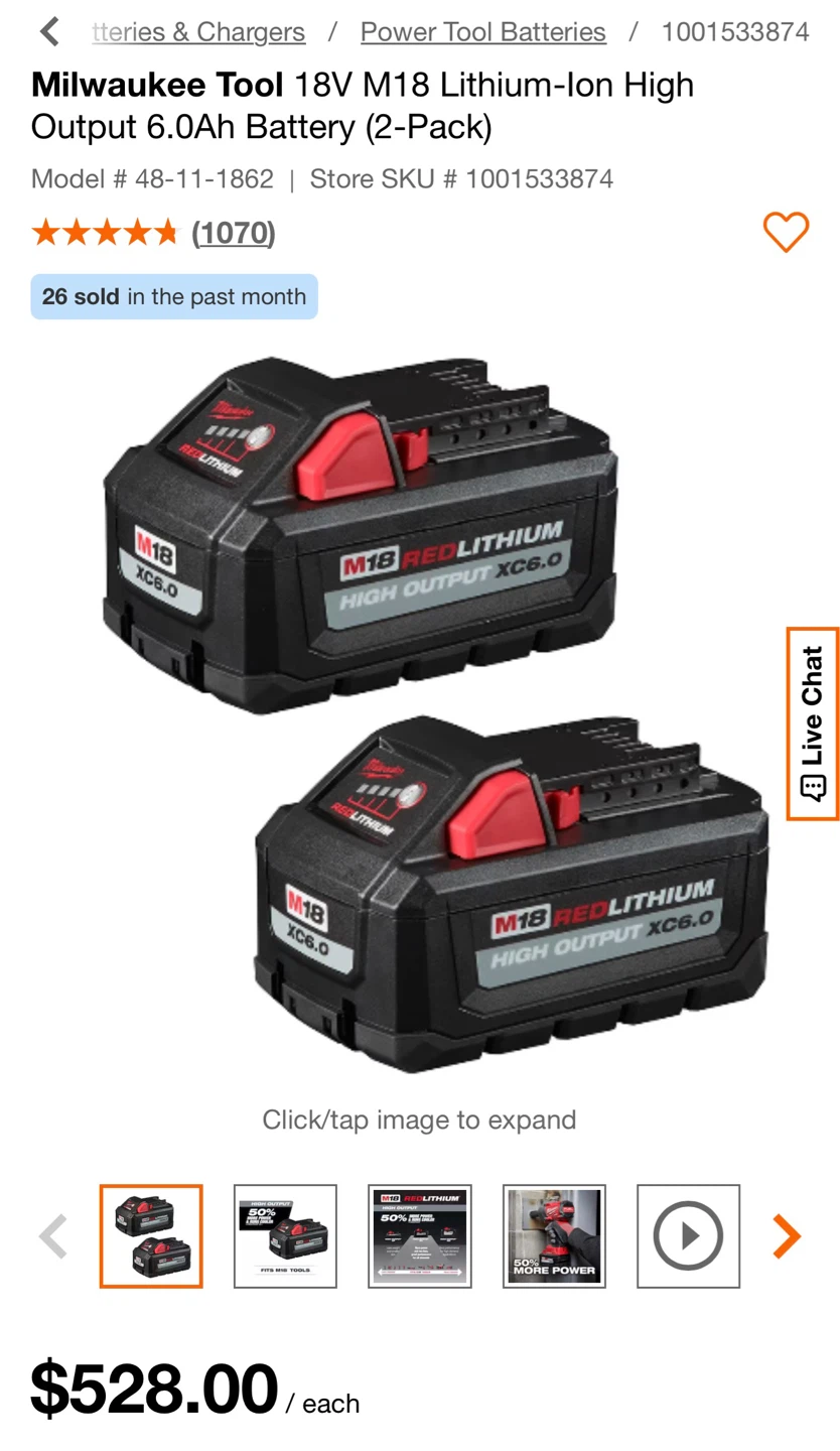 Milwaukee M18 REDLITHIUM HIGH OUTPUT XC6.0 Battery 2-Pack - photo 3