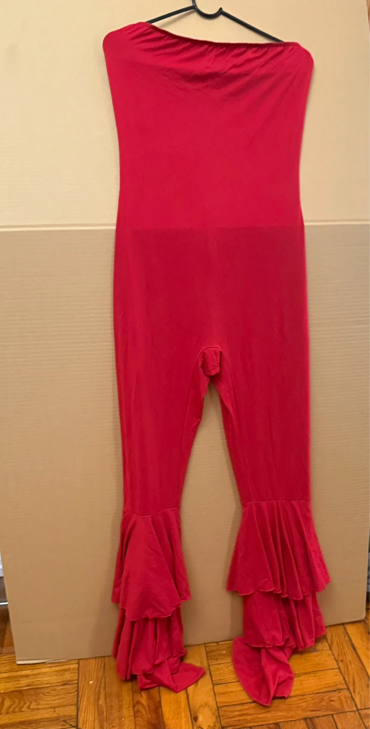Red Ruffle Bell Bottom Jumpsuit