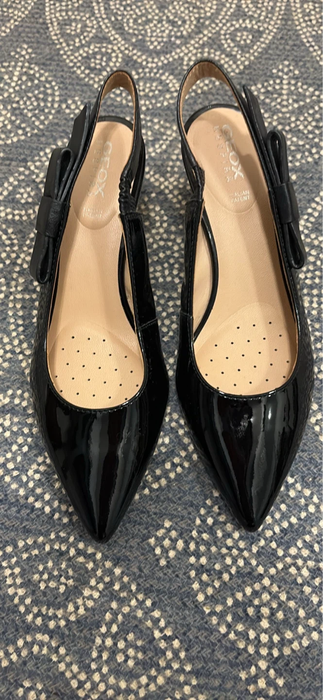 Geox Black Patent Slingback Heels. Size 7 - photo 2