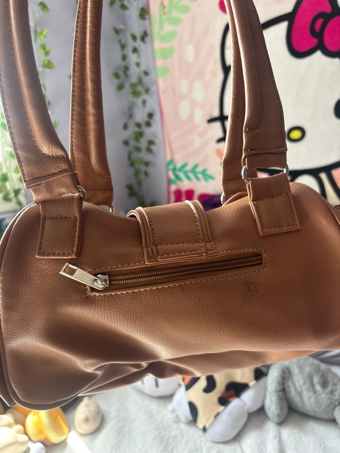 Brown Faux Leather Shoulder Bag - photo 2