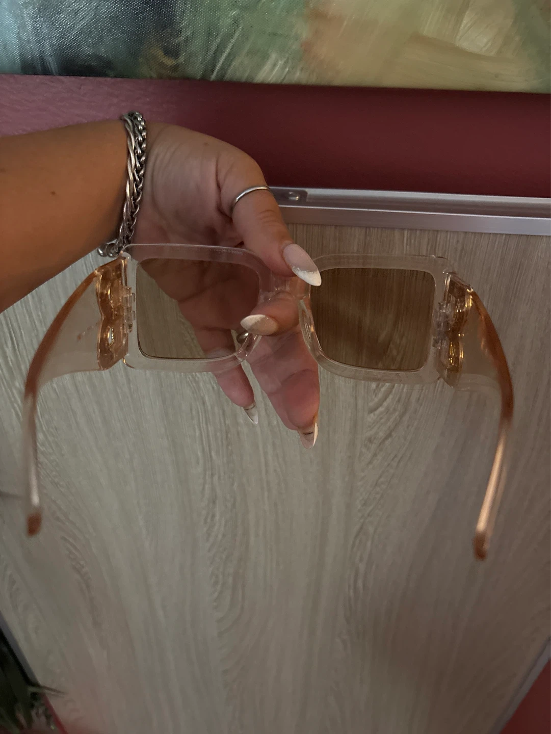 ⚽️ Chic Clear frame sunglasses with gold 'B' logo - photo 5
