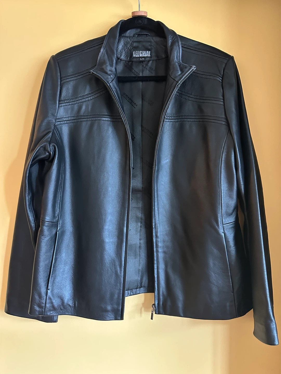 Nicole Miller GENUINE LEATHER Black Jacket XL