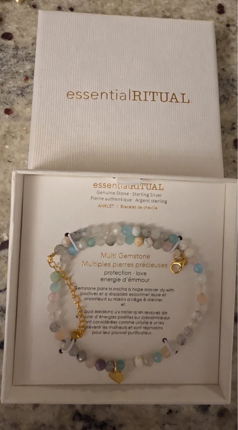 Essential Ritual Multi Gemstone Sterling Silver Anklet