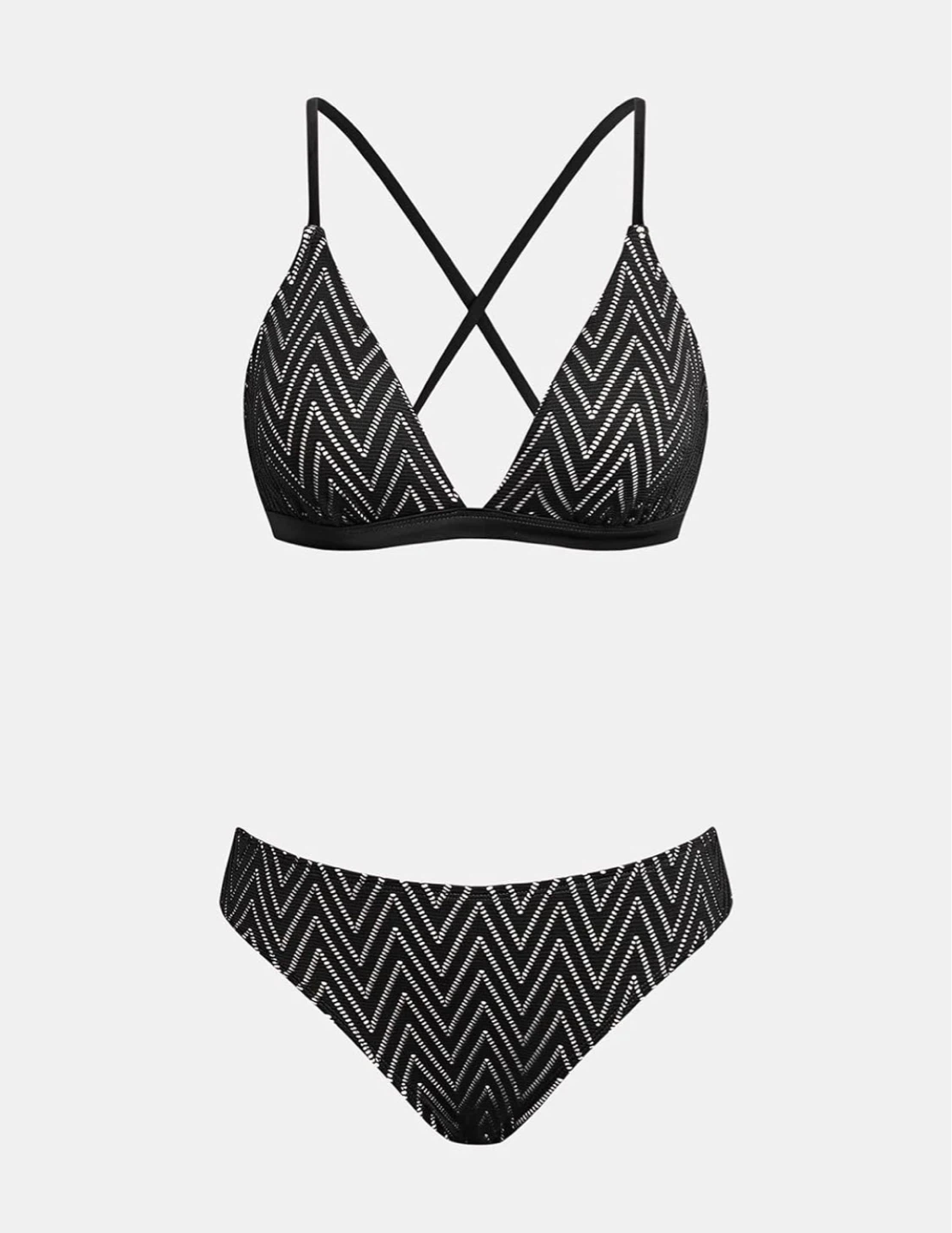 ⚽️ NWOT Cupshe Black Chevron Pattern Bikini Set size M - photo 3