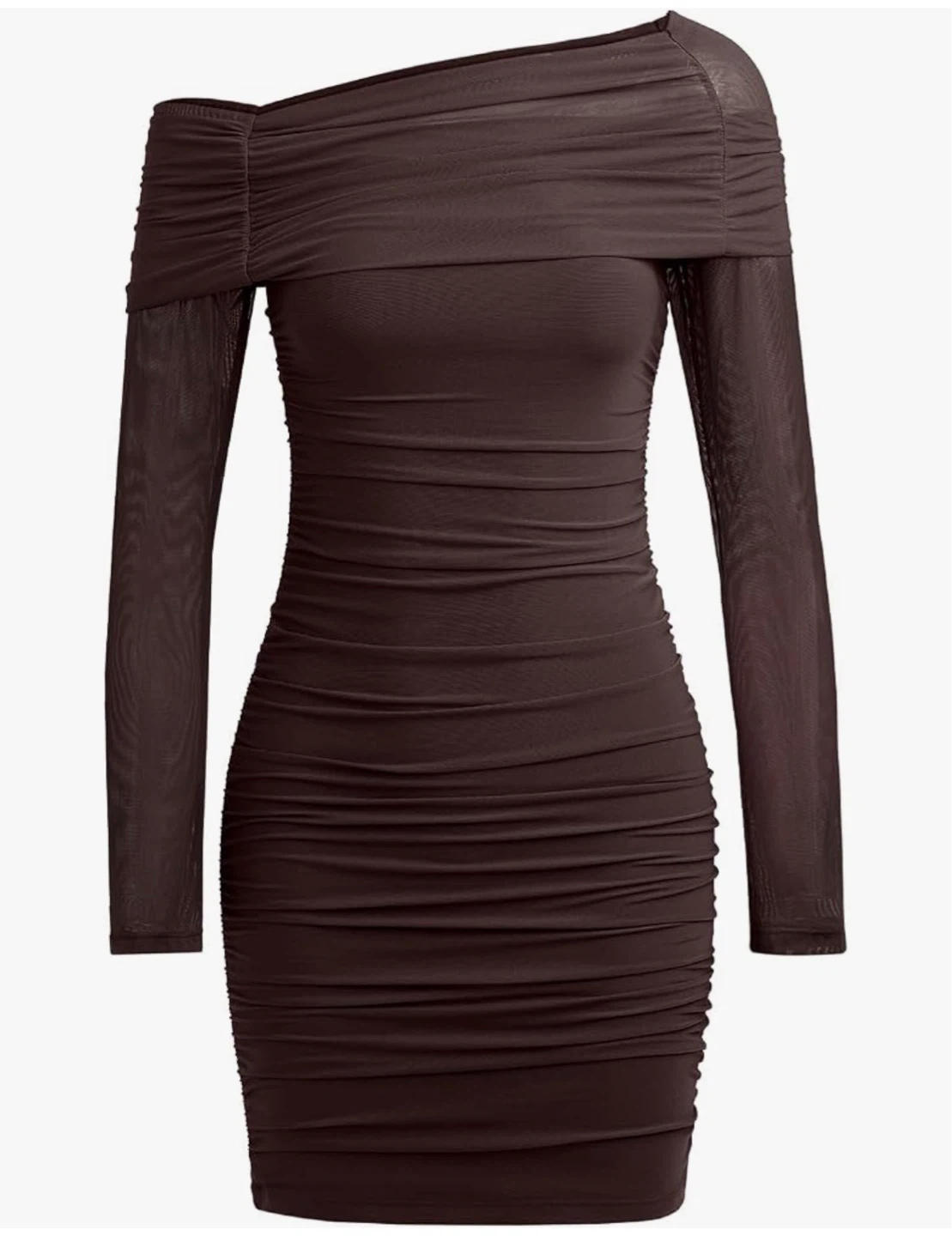 ⚽️ NWT Reoria Off-the-Shoulder Ruched Mesh Dress - photo 3