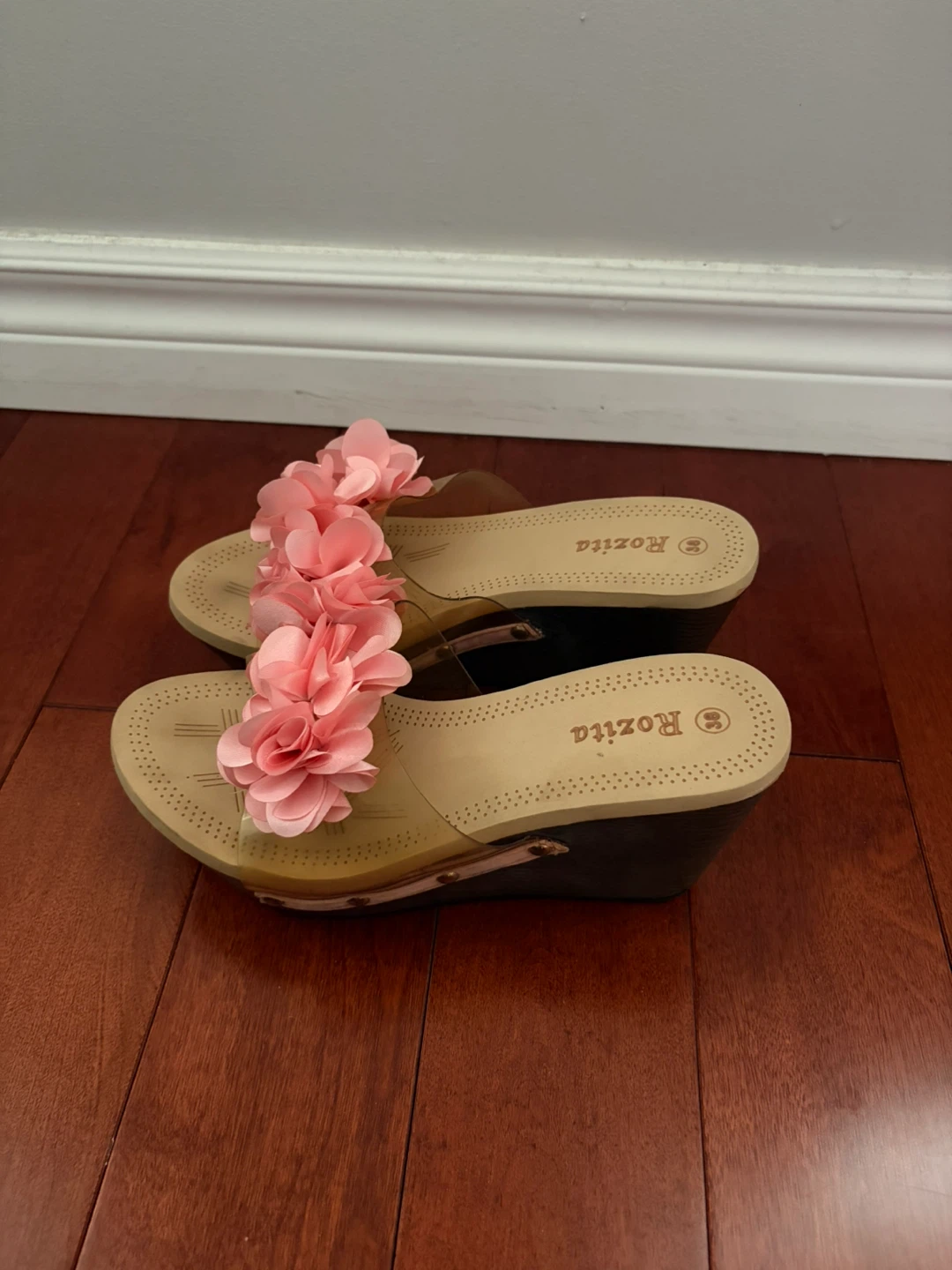 Rozita Women's Wedge Sandals - Pink Floral Detail