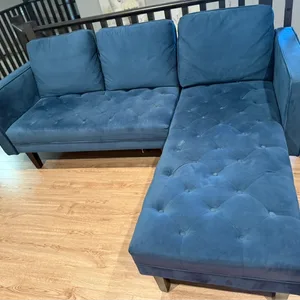 Blue Velvet Sectional Sofa