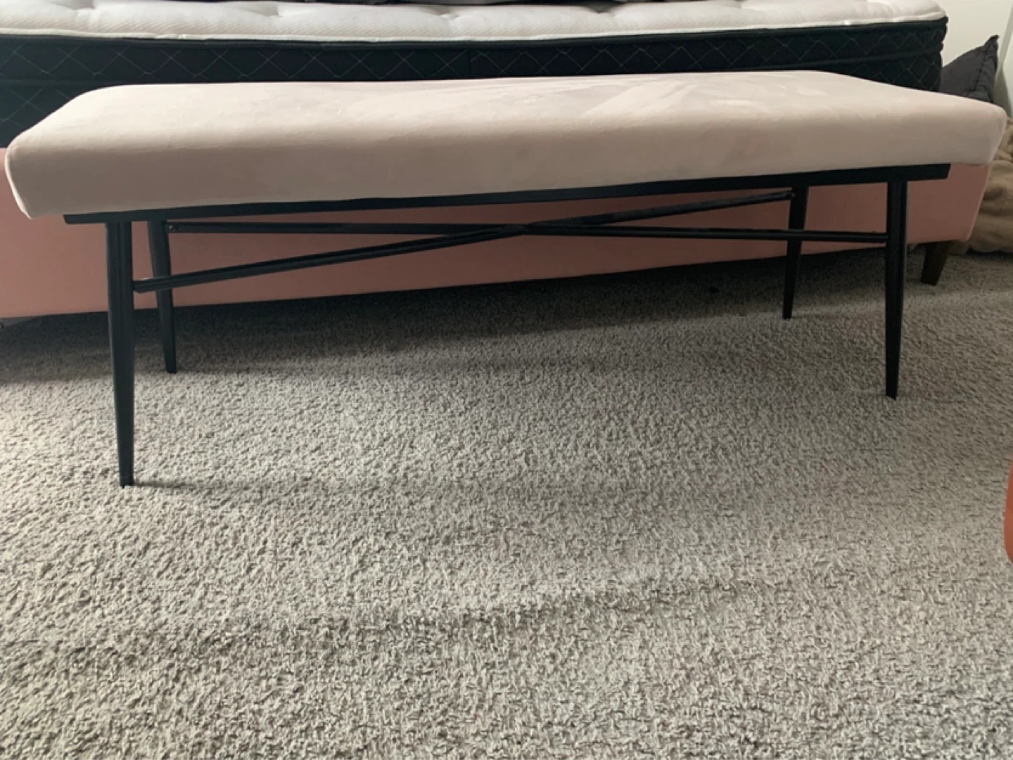 Light Pink Velvet Bench