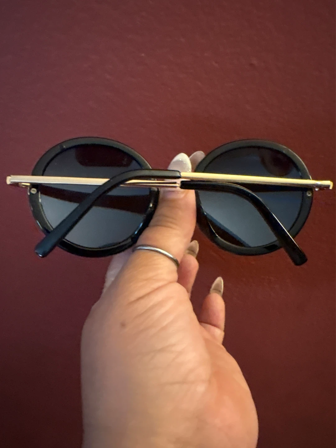 ⚽️ Vintage Round Black Sunglasses with Blue Lenses - photo 2