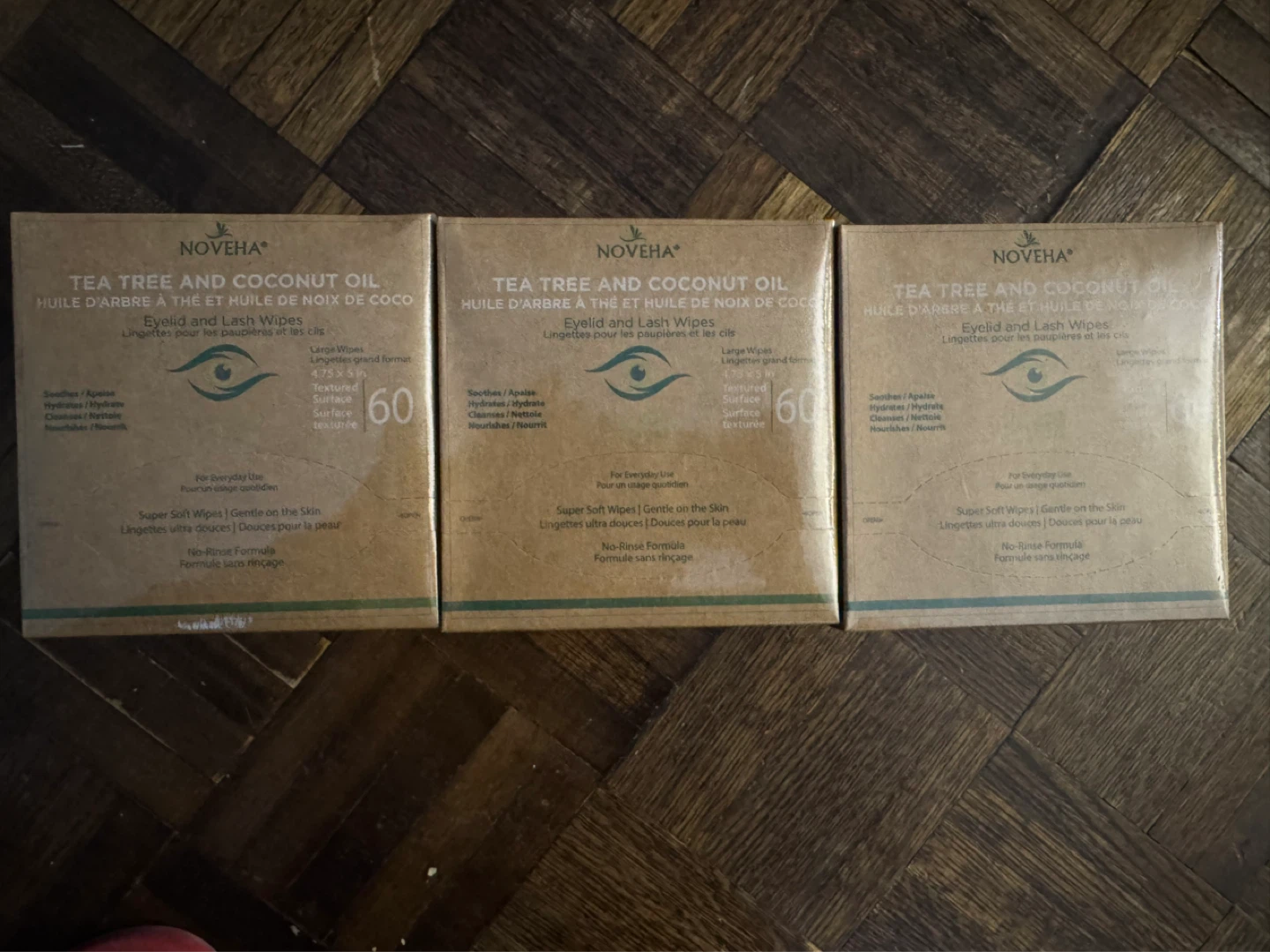 3 Boxes NOVEHA Eyelid Lash Wipes 180  Total Better Than Retail.