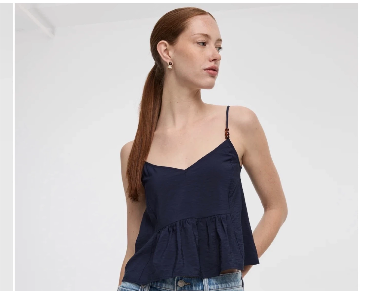 Navy Blue Peplum Cami Top size L