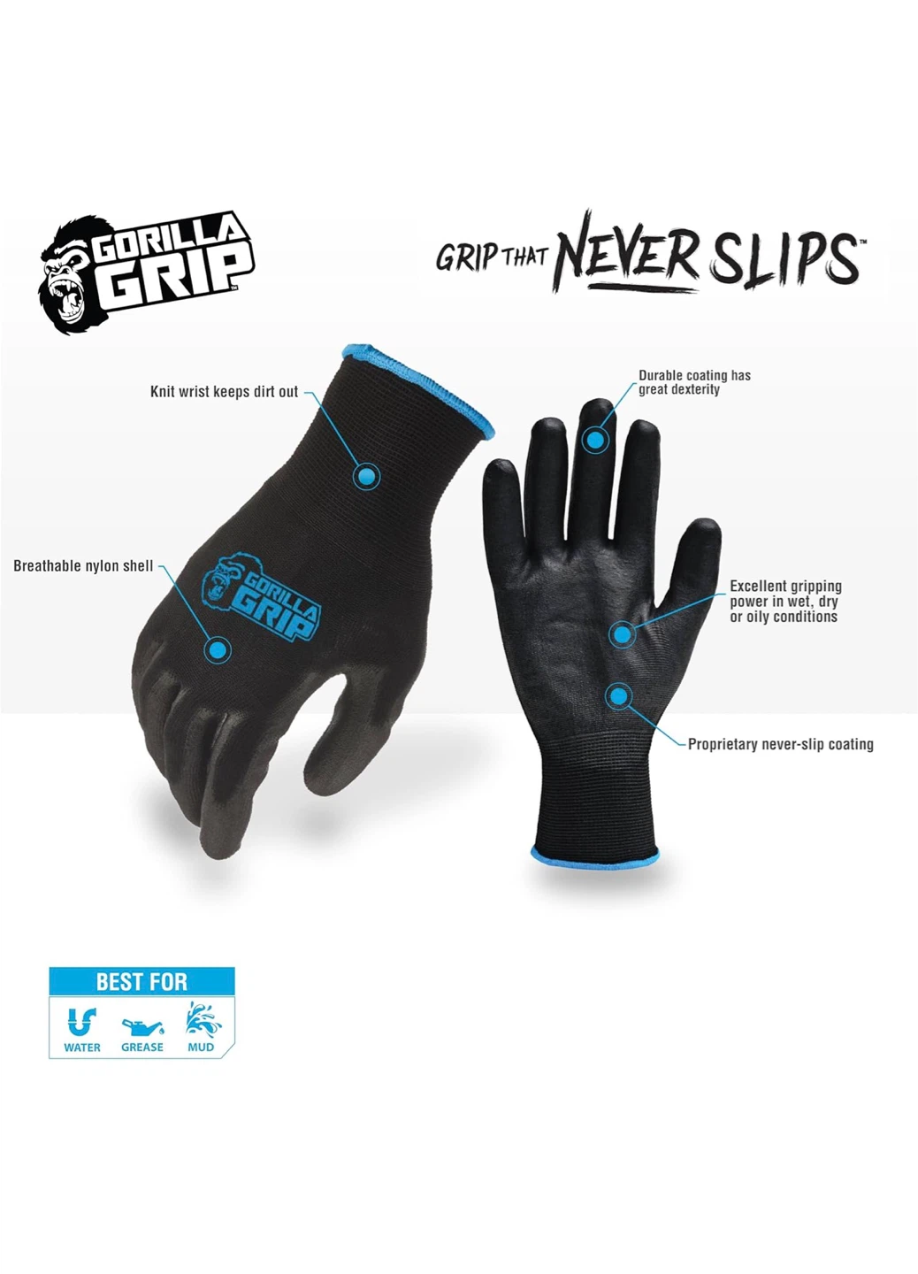 Gorilla Grip Slip Resistant All Purpose Work Gloves - Medium - photo 4