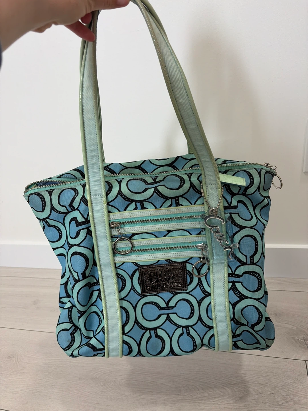 Coach Monogram Tote Bag - Blue/Green