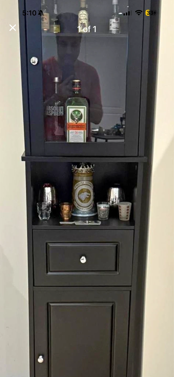 Elegant Espresso Corner Bar Cabinet with Glass Display & Storage - photo 2