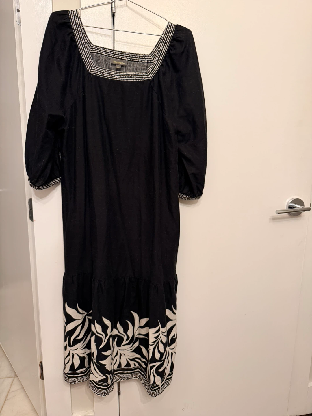 Style & Co Black Floral Print Maxi Dress Size L