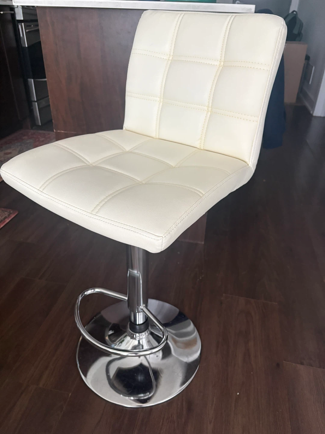 Set of 2 Cream Faux Leather Bar Stool