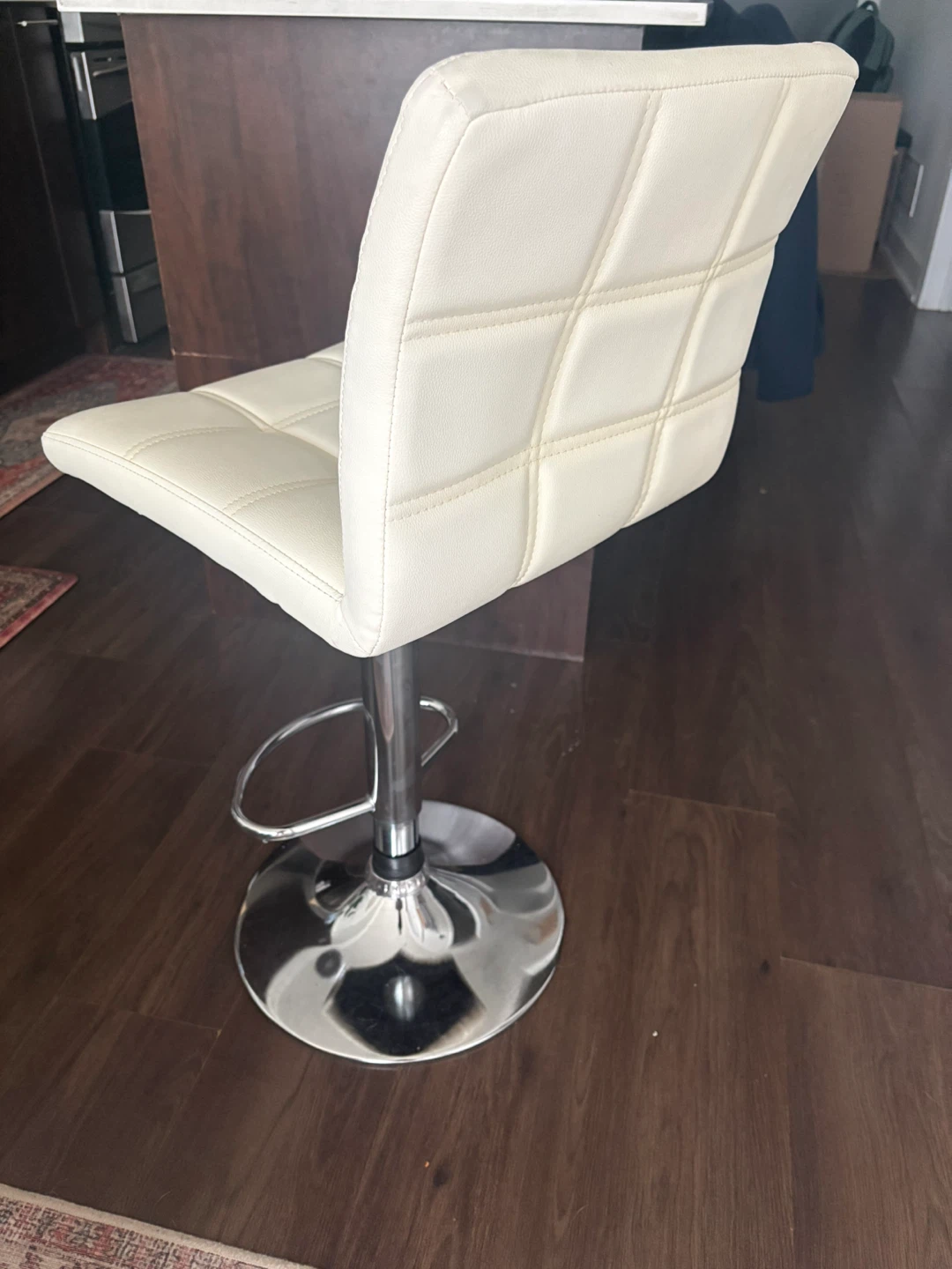 Set of 2 Cream Faux Leather Bar Stool - photo 2