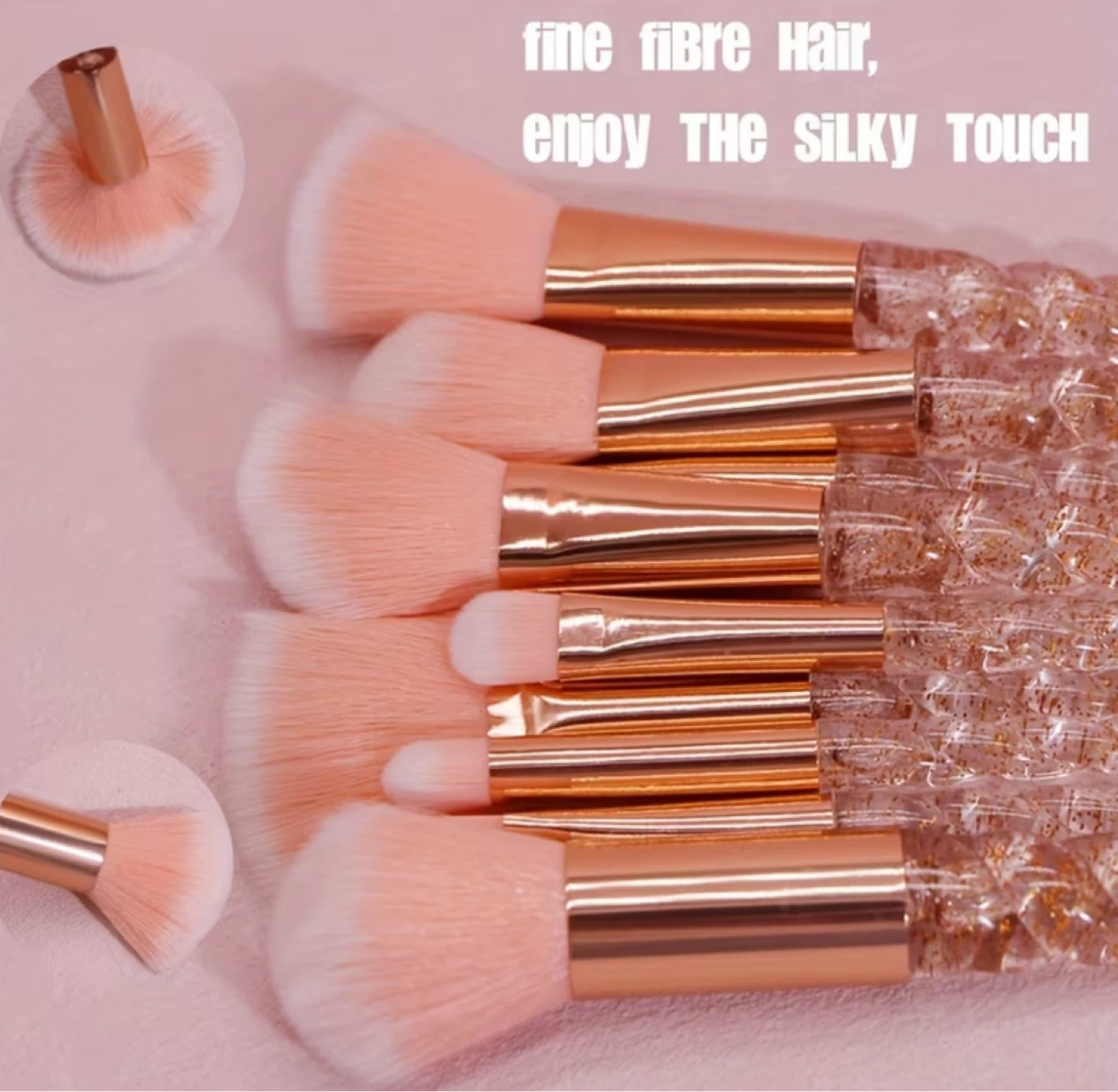 10 pieces Makeup Brush Set - Pink & Rose Gold - photo 2