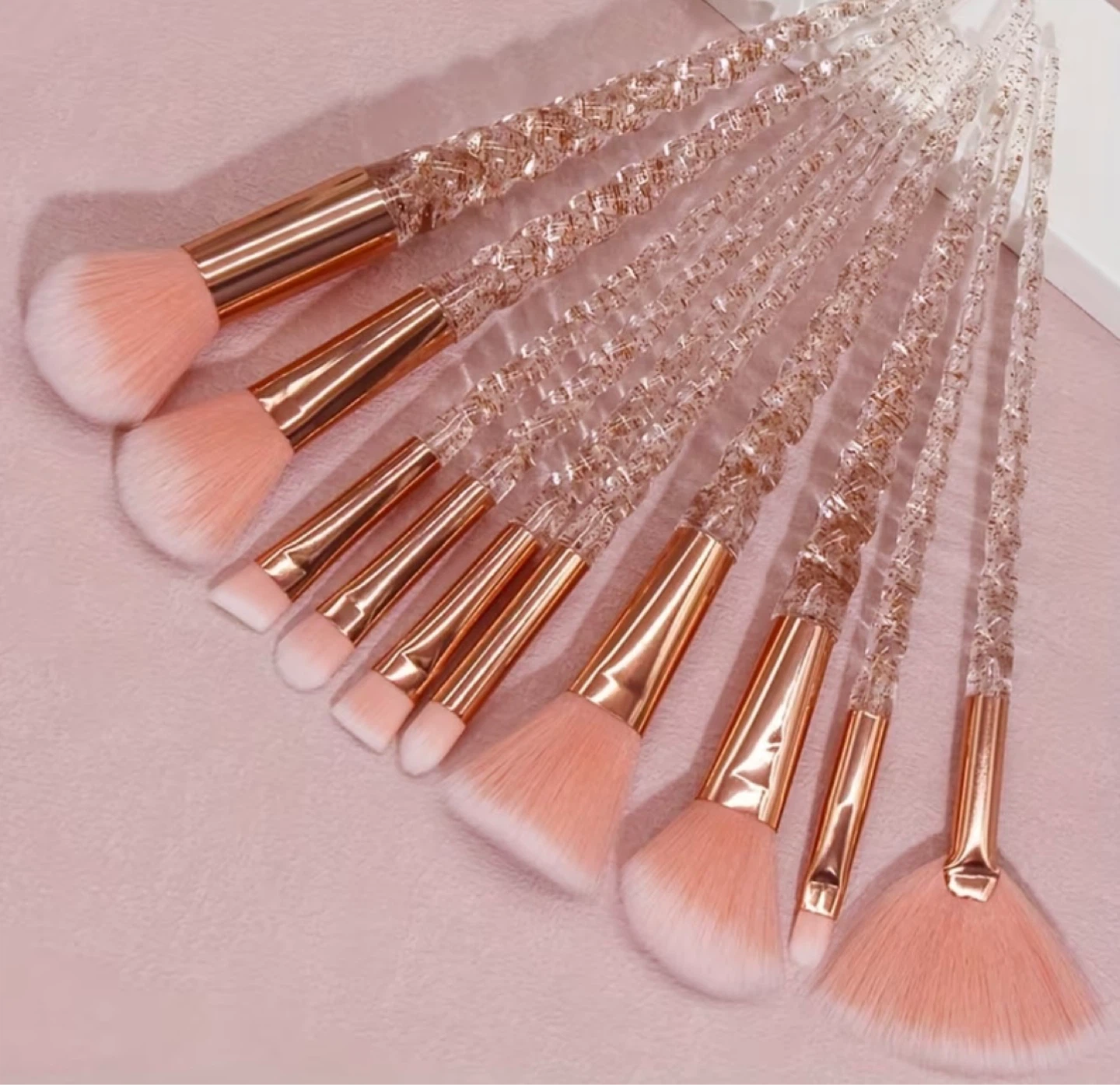 10 pieces Makeup Brush Set - Pink & Rose Gold