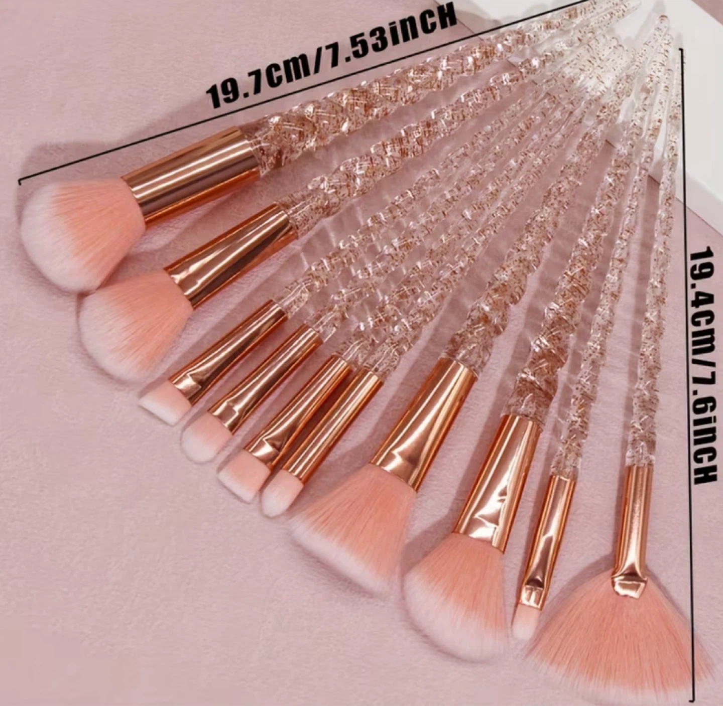10 pieces Makeup Brush Set - Pink & Rose Gold - photo 3