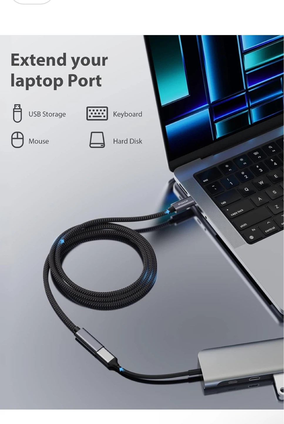 STOUCHI USB Type C Extension Cable 3 ft / 1m - photo 2