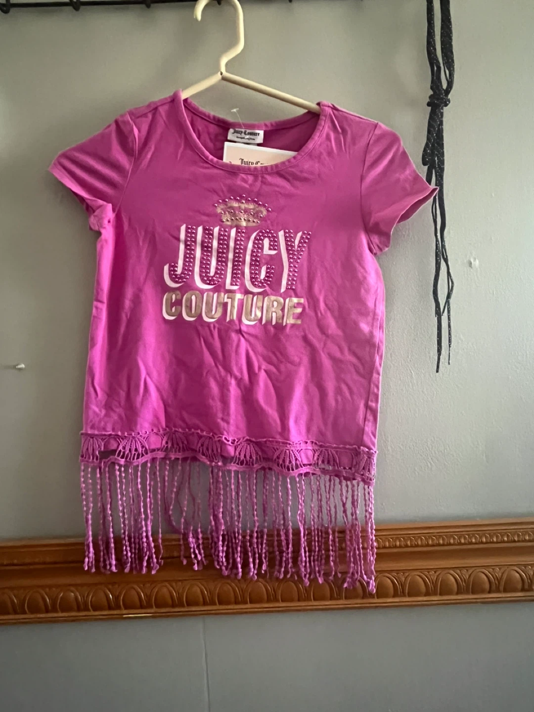 Juicy Couture Pink Bejeweled Fringe T-Shirt
