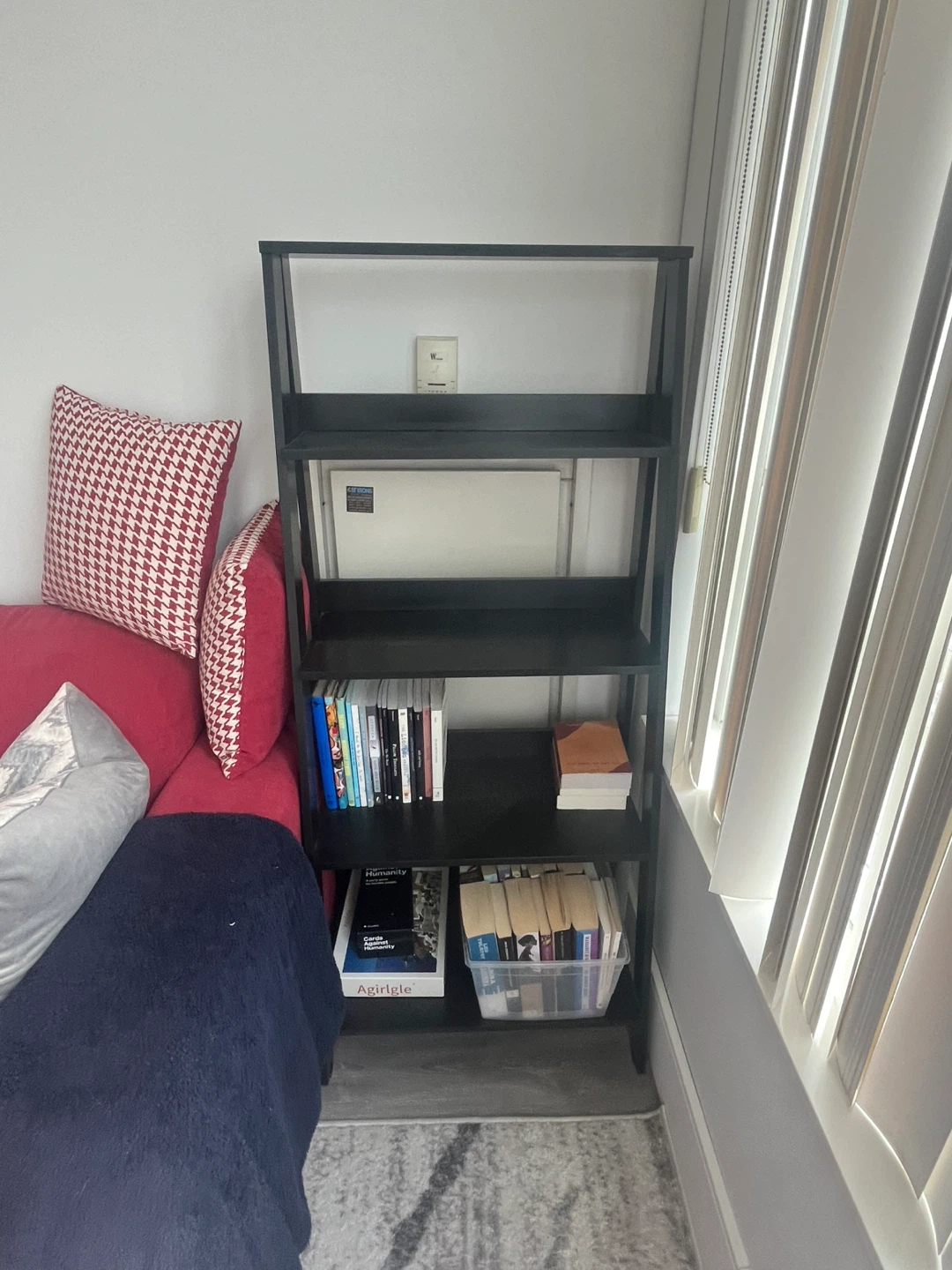 Black 5-Tier Ladder Bookshelf