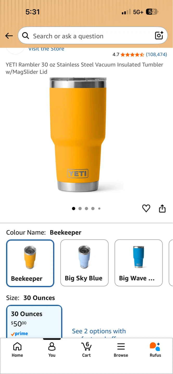 Yeti Rambler 30 oz Stainless Steel Tumbler w/MagSlider Lid