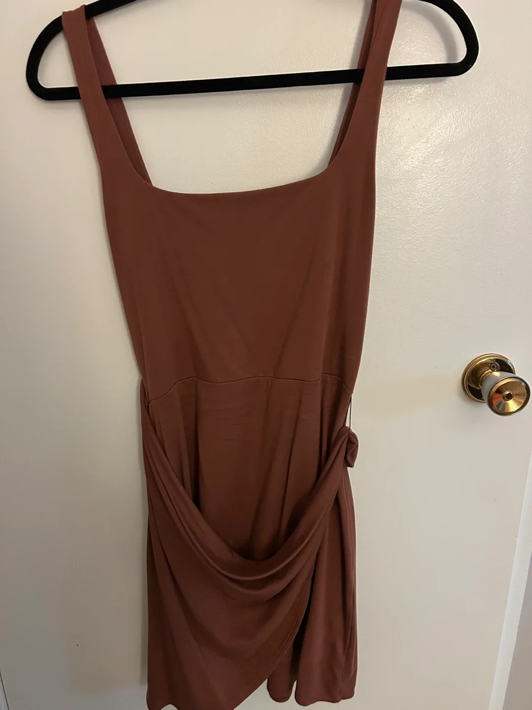 Aritzia Brown Ruched Midi Dress