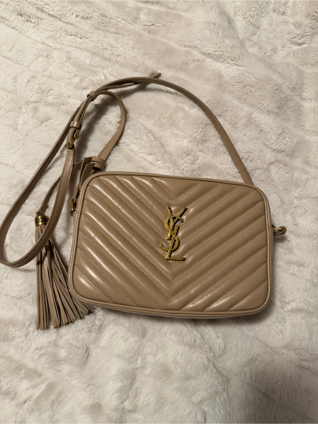 Saint Laurent Lou Camera Bag Beige Leather