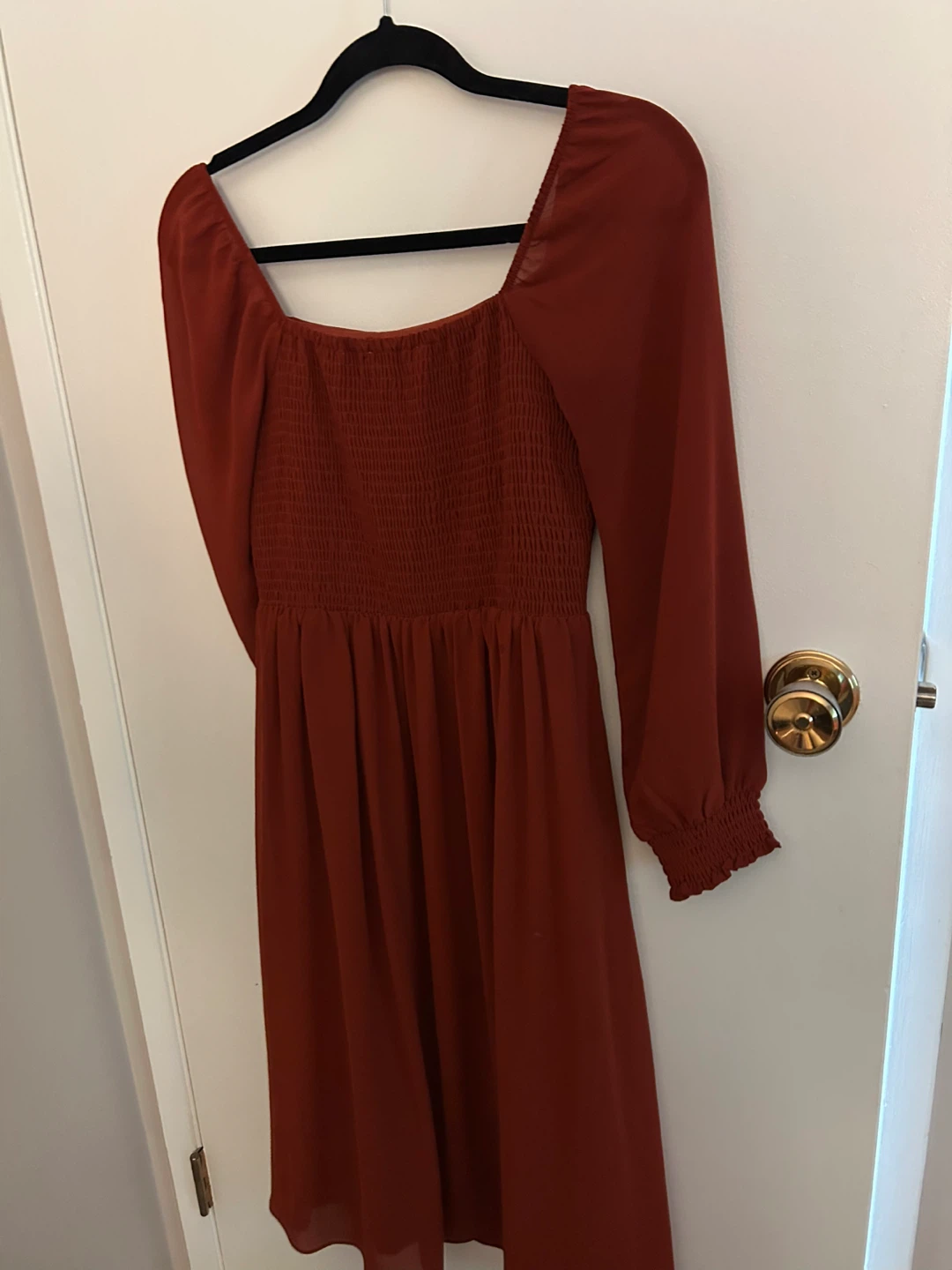 Rust Orange Smocked Square Neck Dress - photo 2