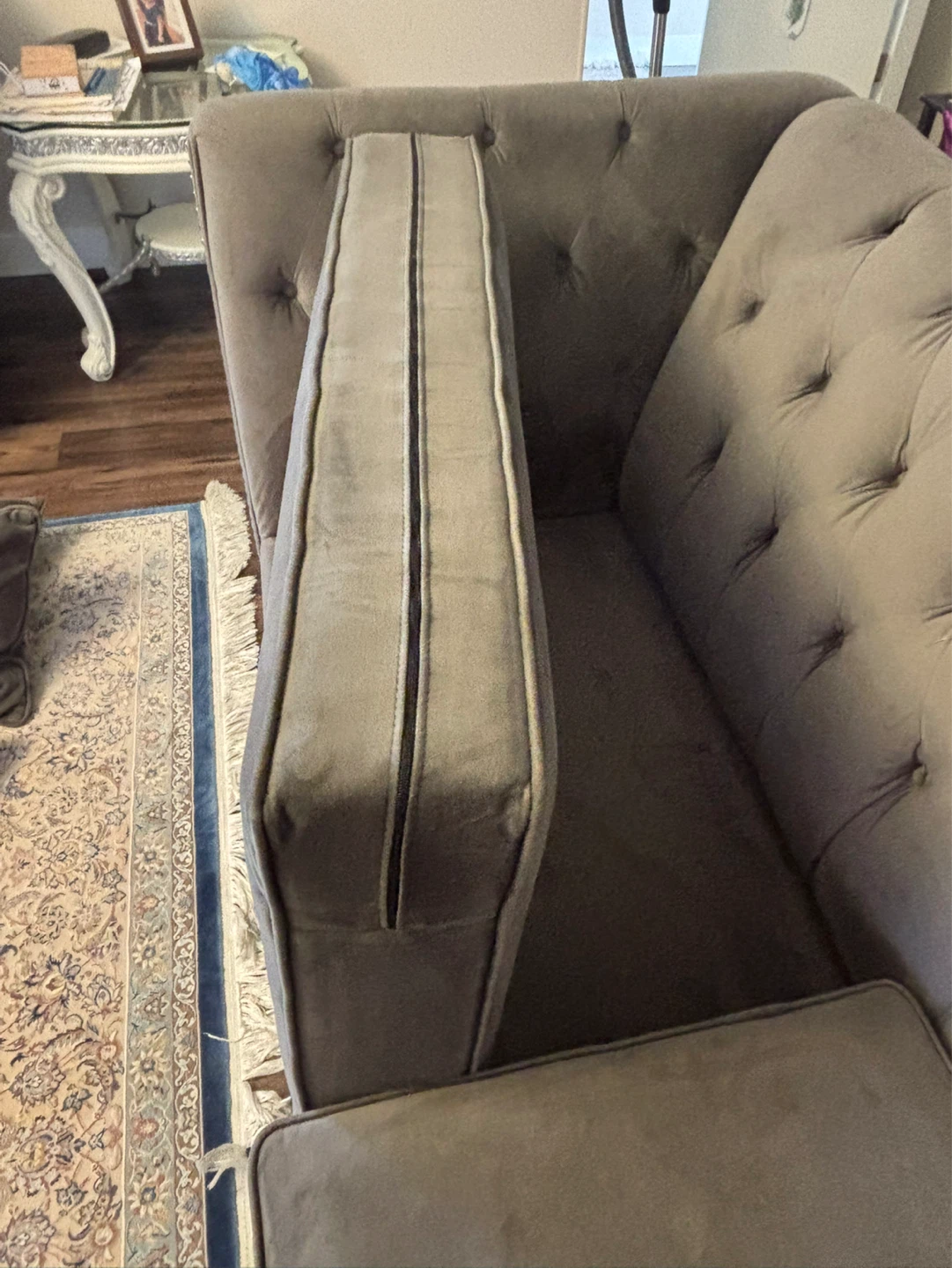 Grey Velvet Tufted Sofa and Love seat - photo 4