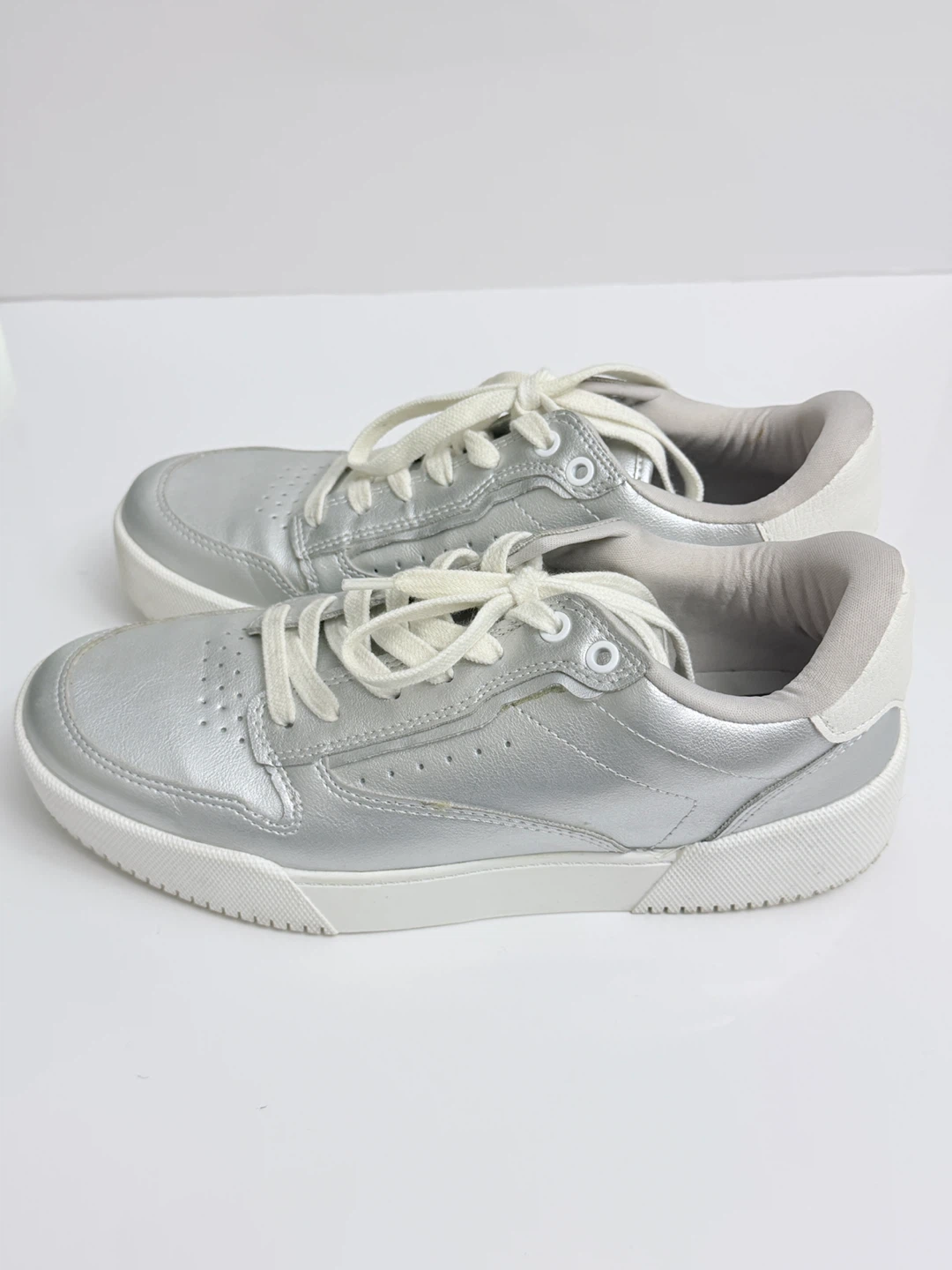 Zara Silver Metallic Platform Sneakers - Size 7.5 - photo 2