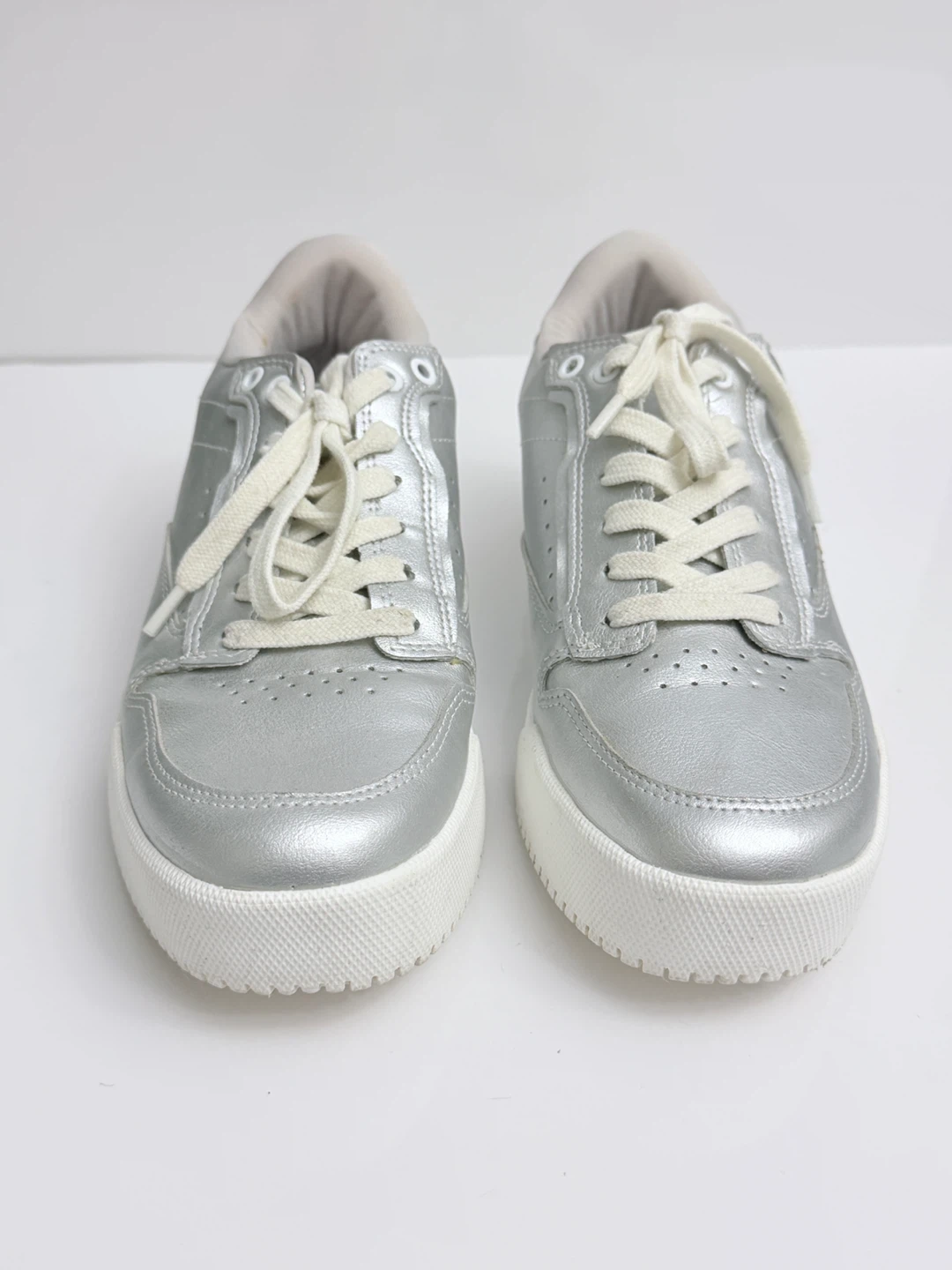 Zara Silver Metallic Platform Sneakers - Size 7.5