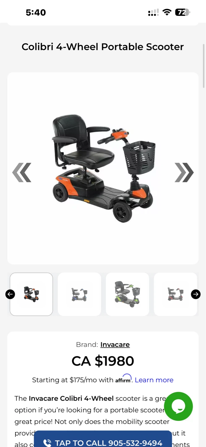 Motion Healthcare Colibri Mobility Scooter - photo 5