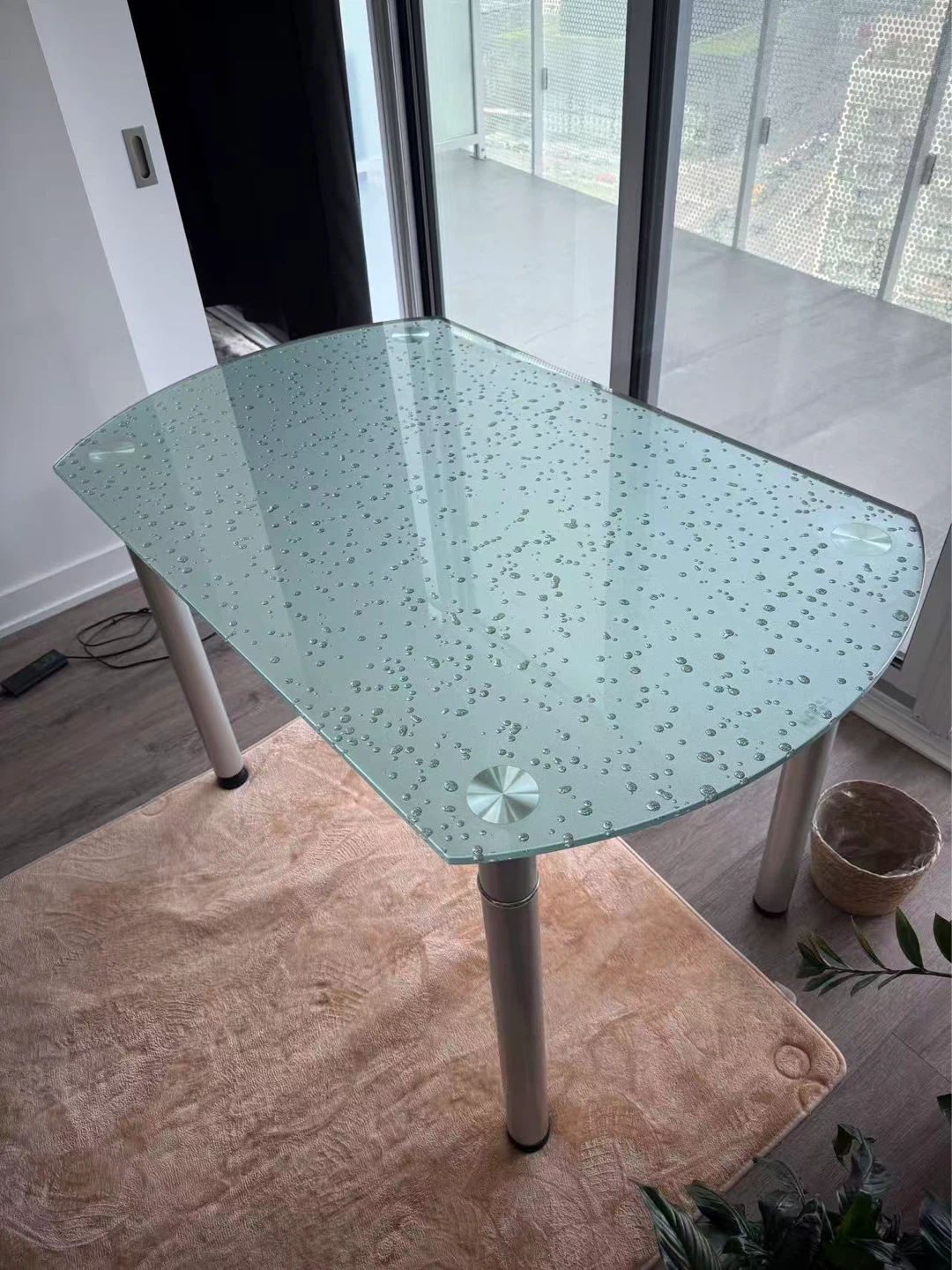Glass Dining Table with Water Droplet Design - photo 2