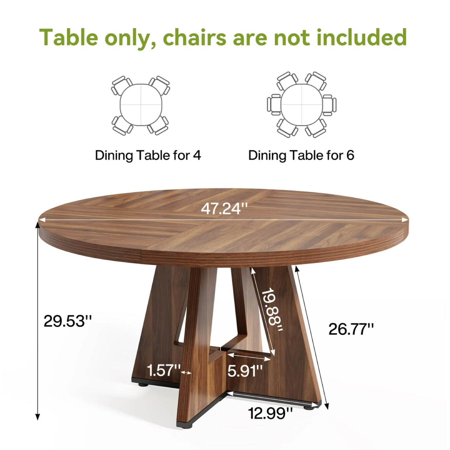 New Round Dining Table With Four Chairs - Walnut Finish - photo 4
