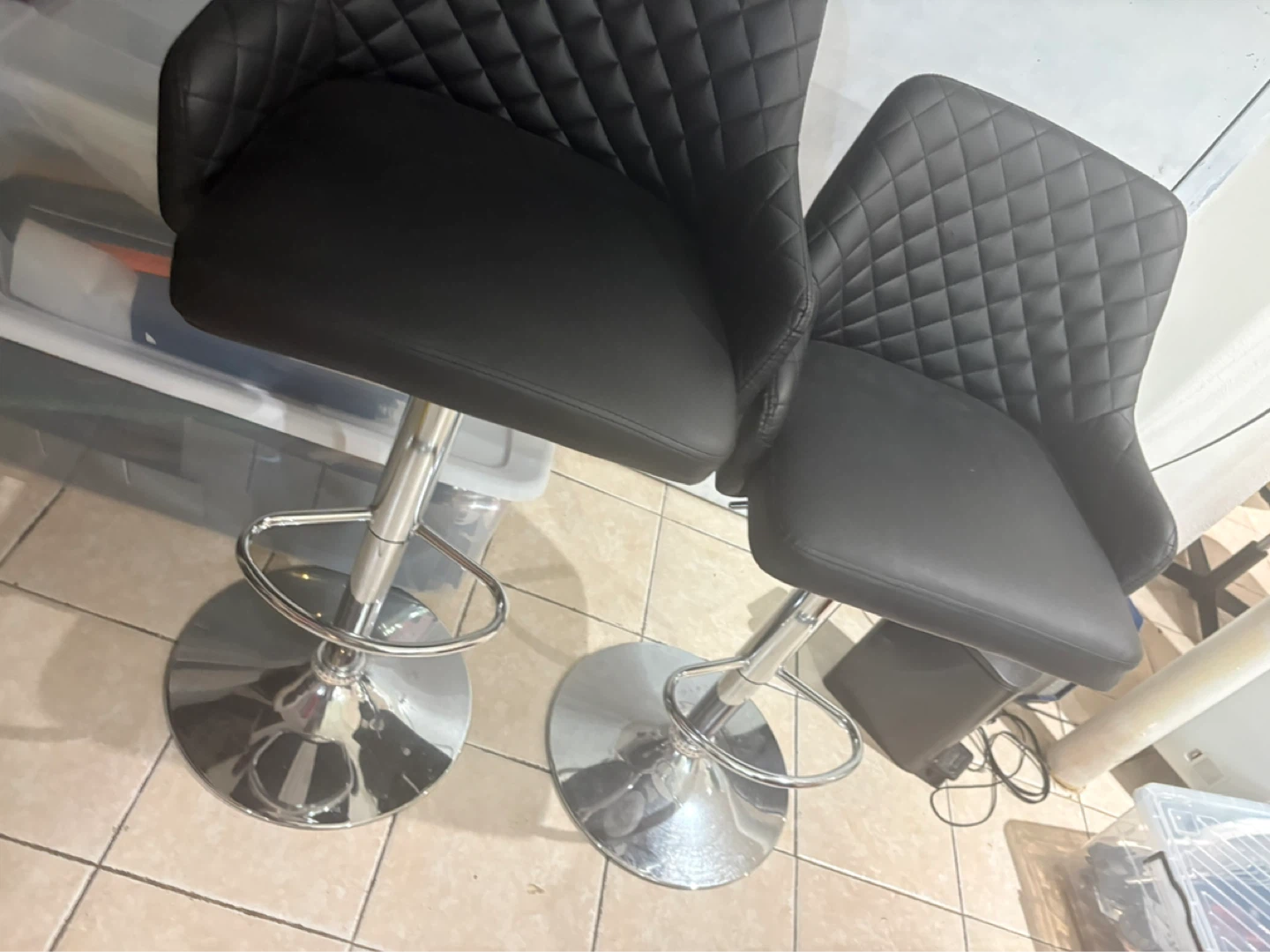 Set of 2 Black Faux Leather Bar Stools - photo 5