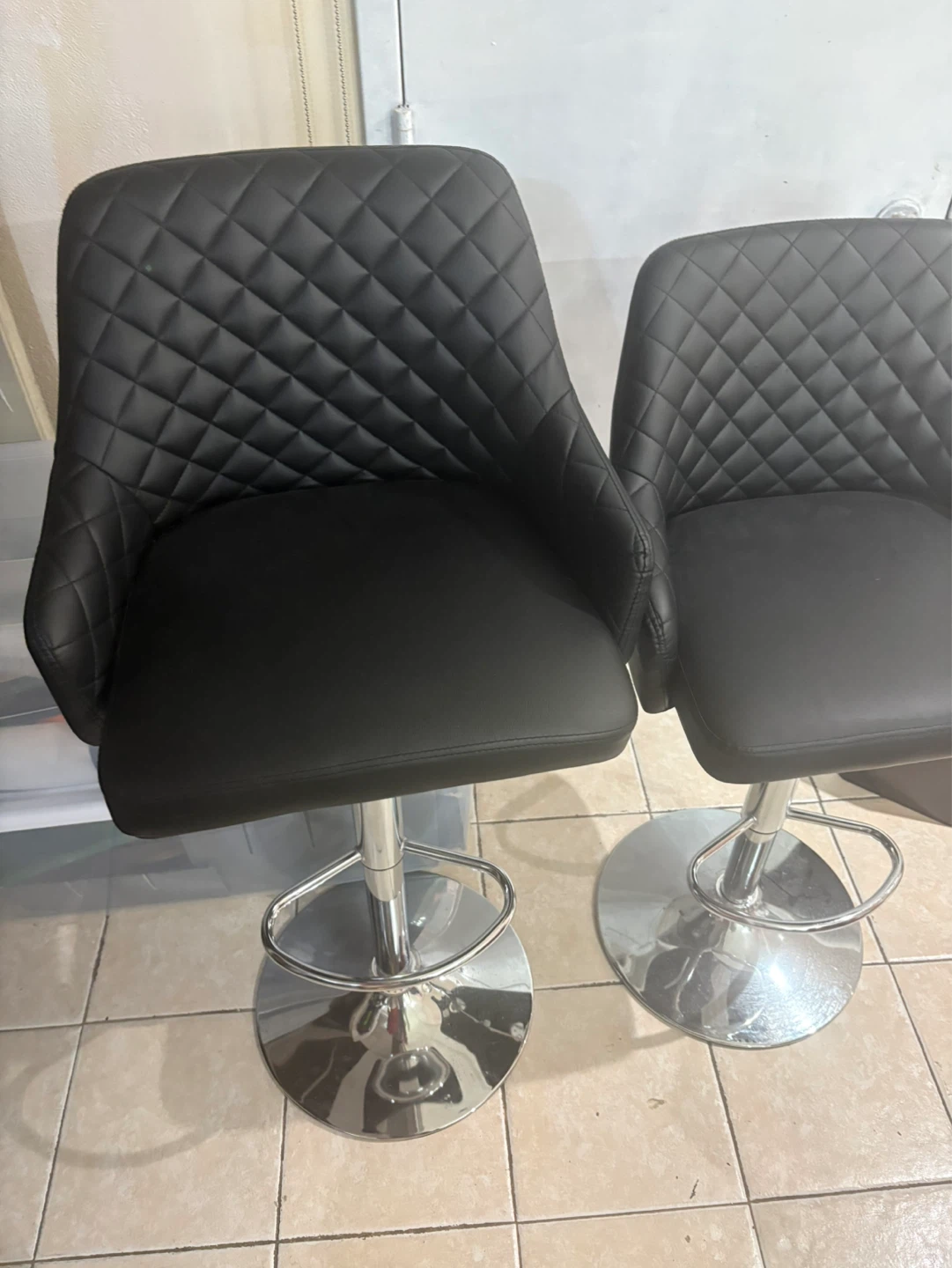 Set of 2 Black Faux Leather Bar Stools - photo 2