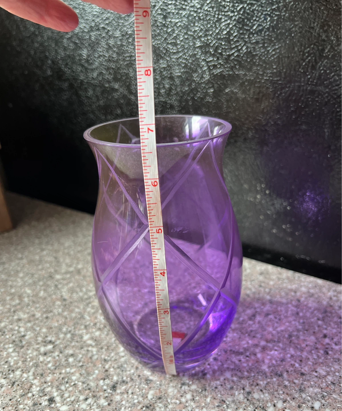 Beautiful Purple Glass Vase with Etched Design ⚽️ - photo 4