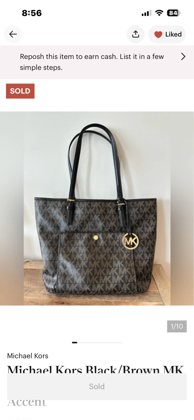 Michael Kors Black/Brown MK Tote Bag