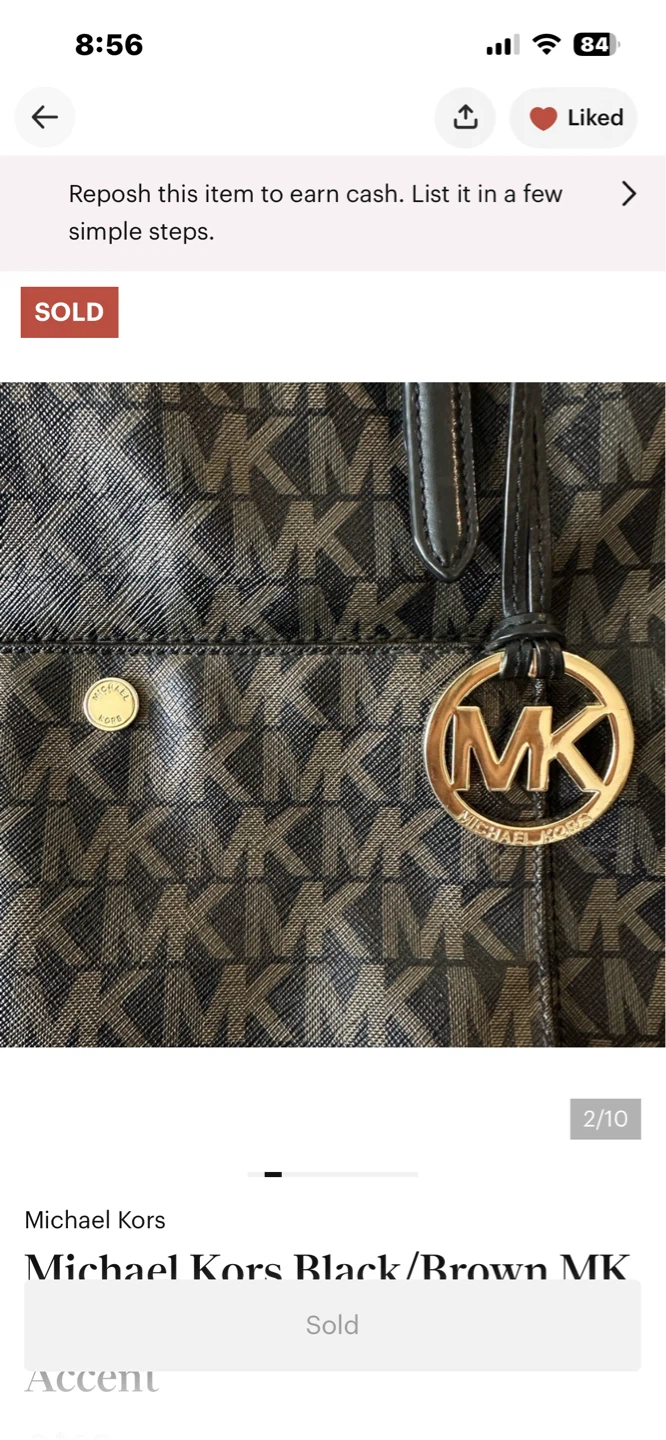 Michael Kors Black/Brown MK Tote Bag - photo 2