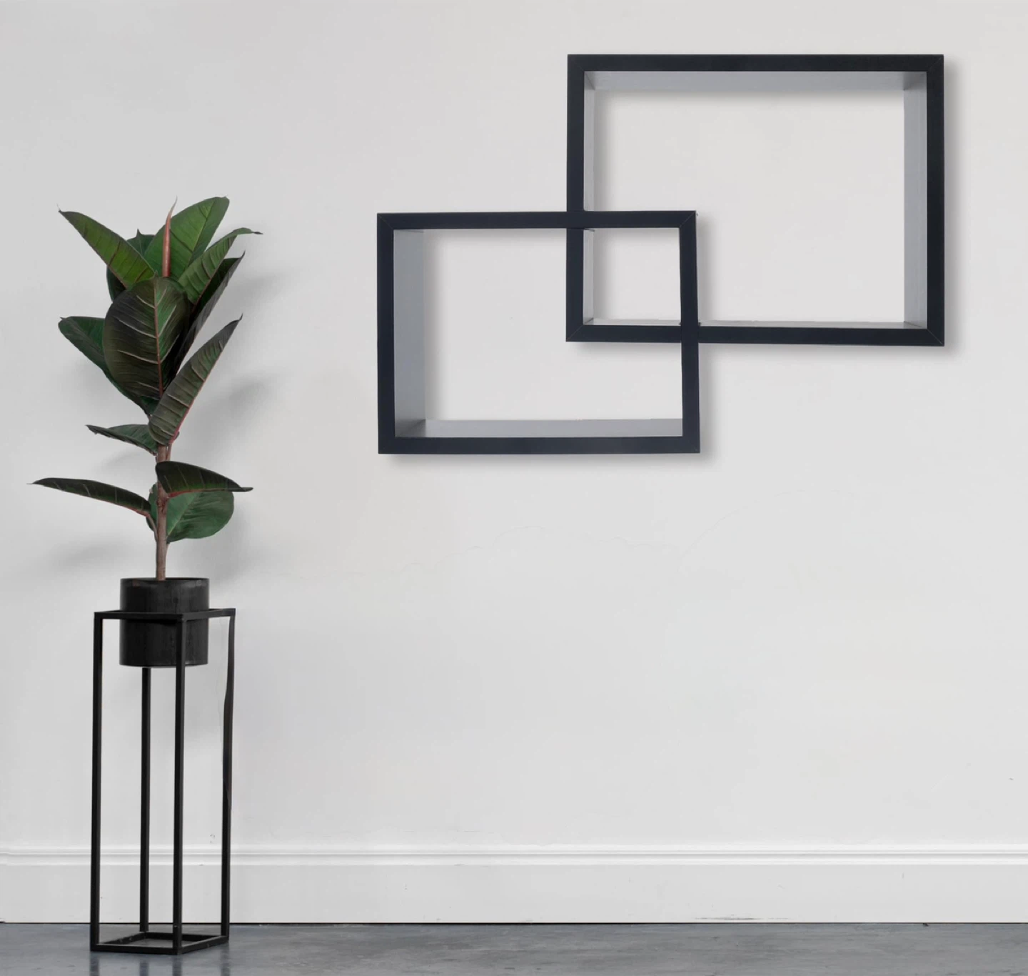 Large Interlocking Geometric Floating Shelf - Black ⚽️