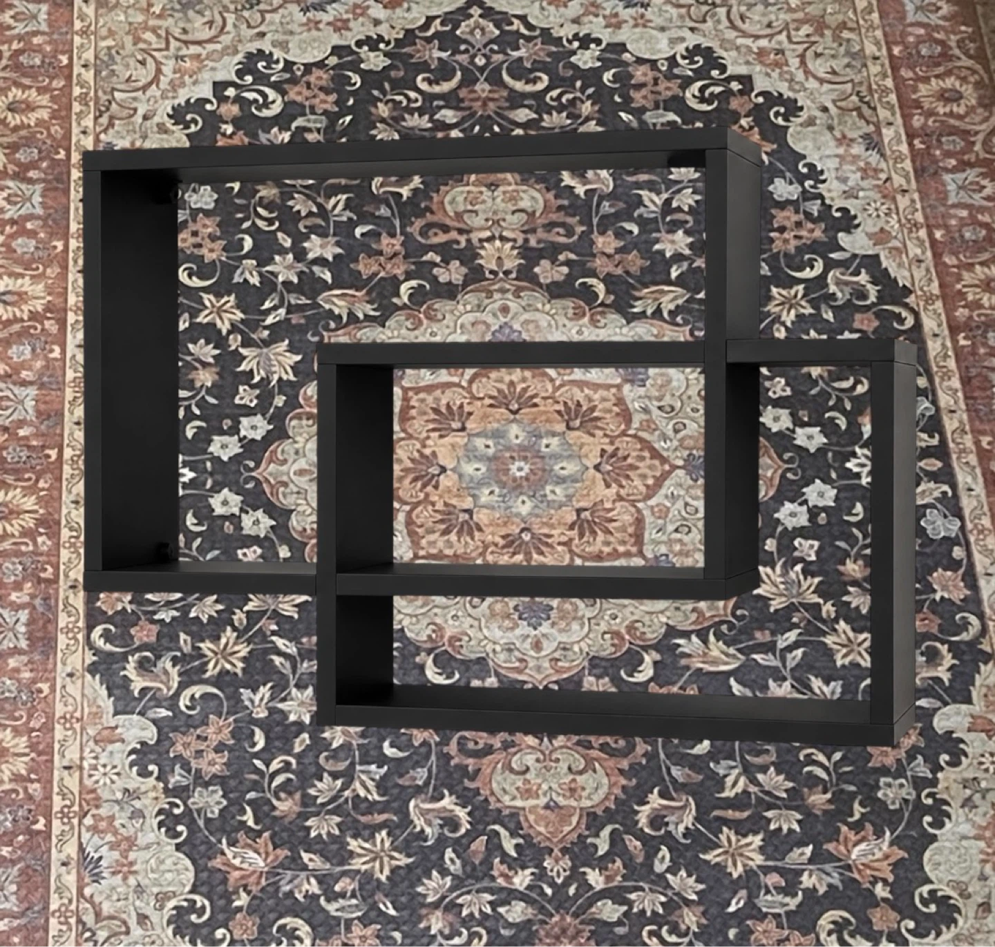 Large Interlocking Geometric Floating Shelf - Black ⚽️ - photo 2
