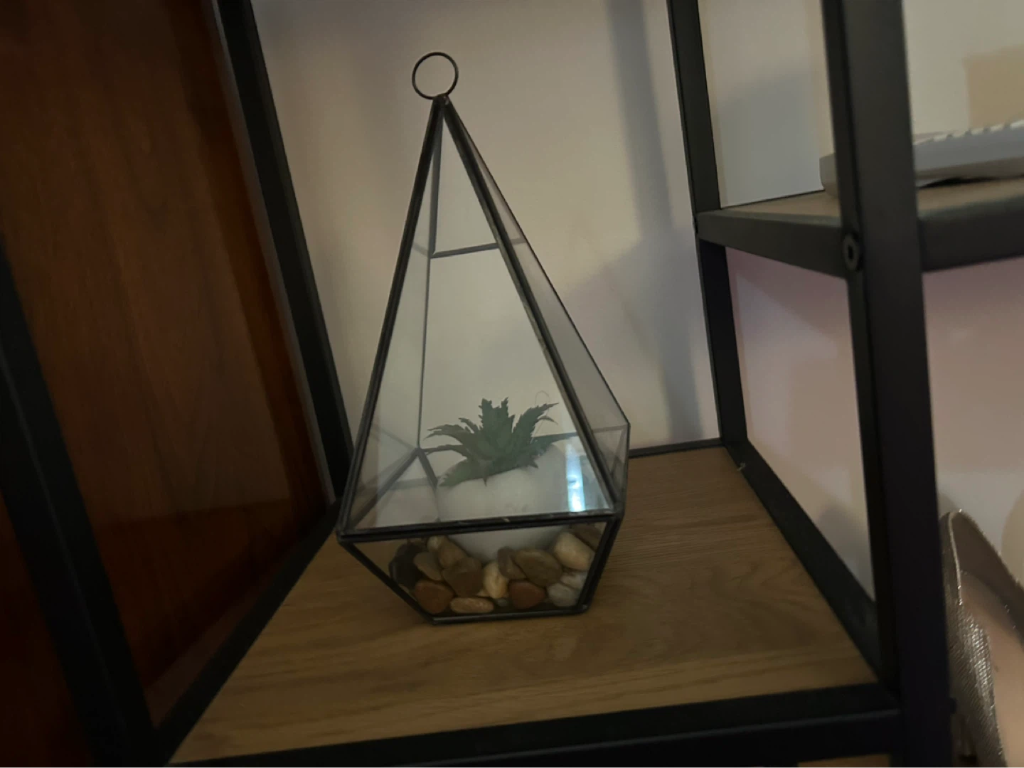 Geometric Glass Terrarium with Faux Succulent - photo 2