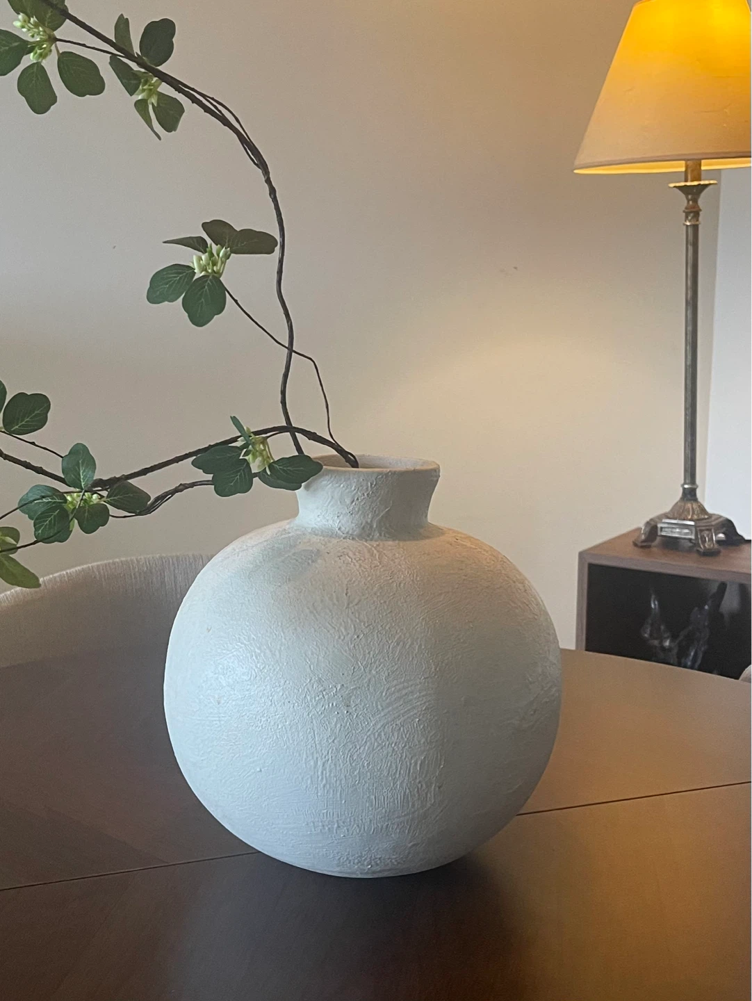 Textured White Round Vase