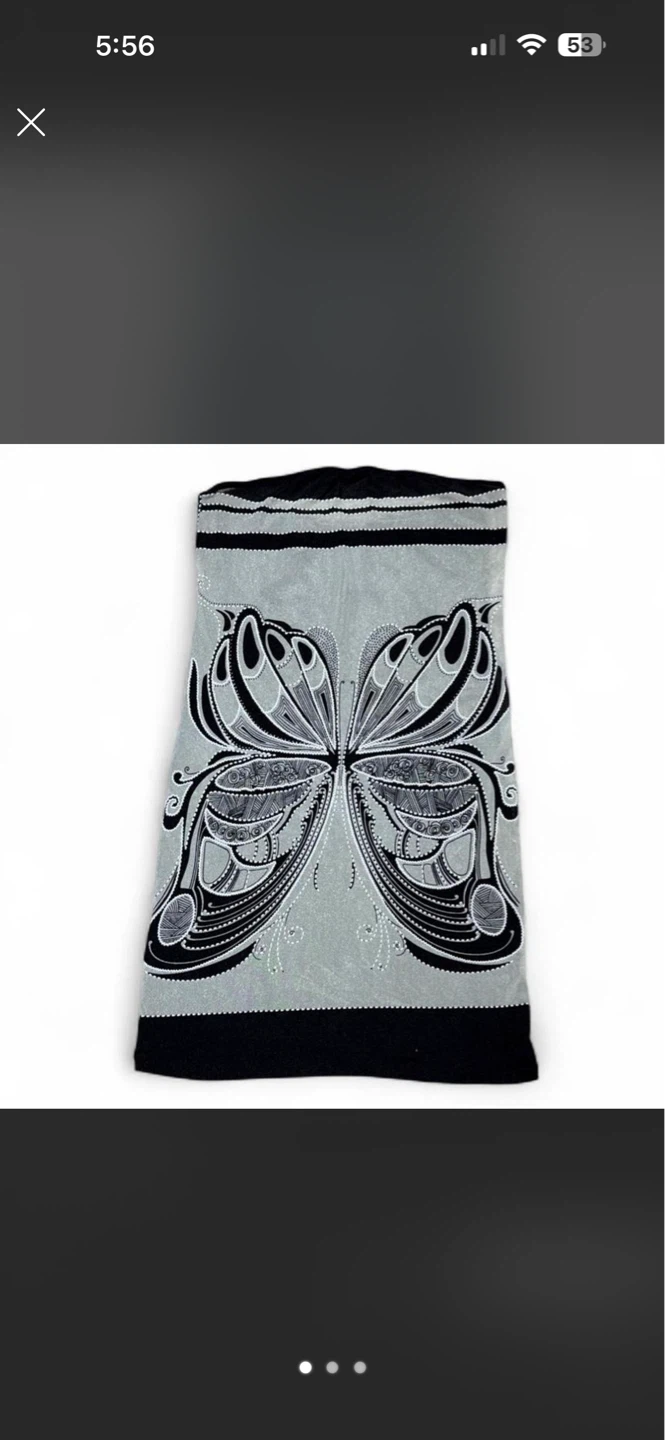 Grey Butterfly Print Tube Top - Size S/M