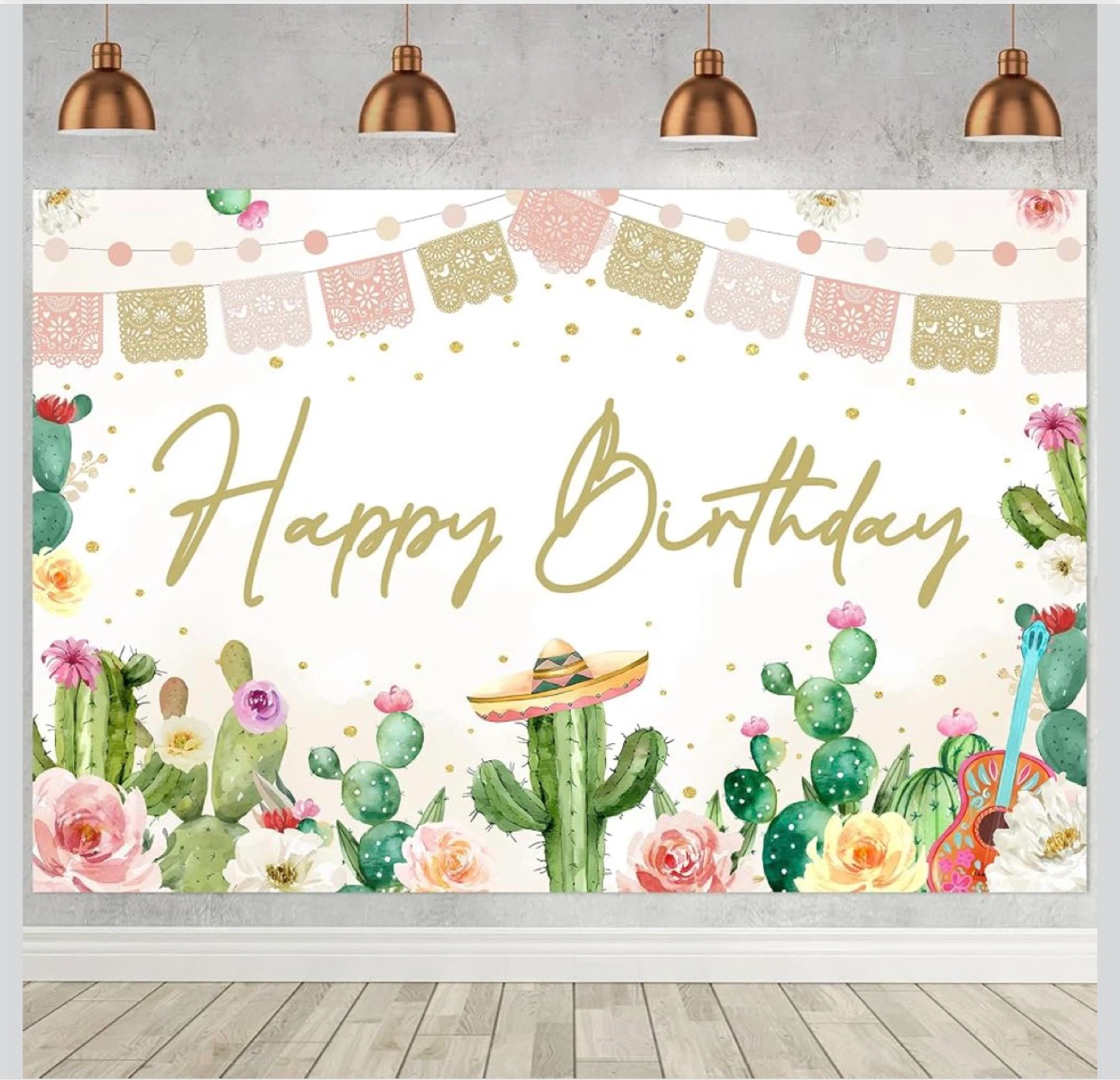 ⚽  Happy Birthday Fiesta Cactus Backdrop Banner